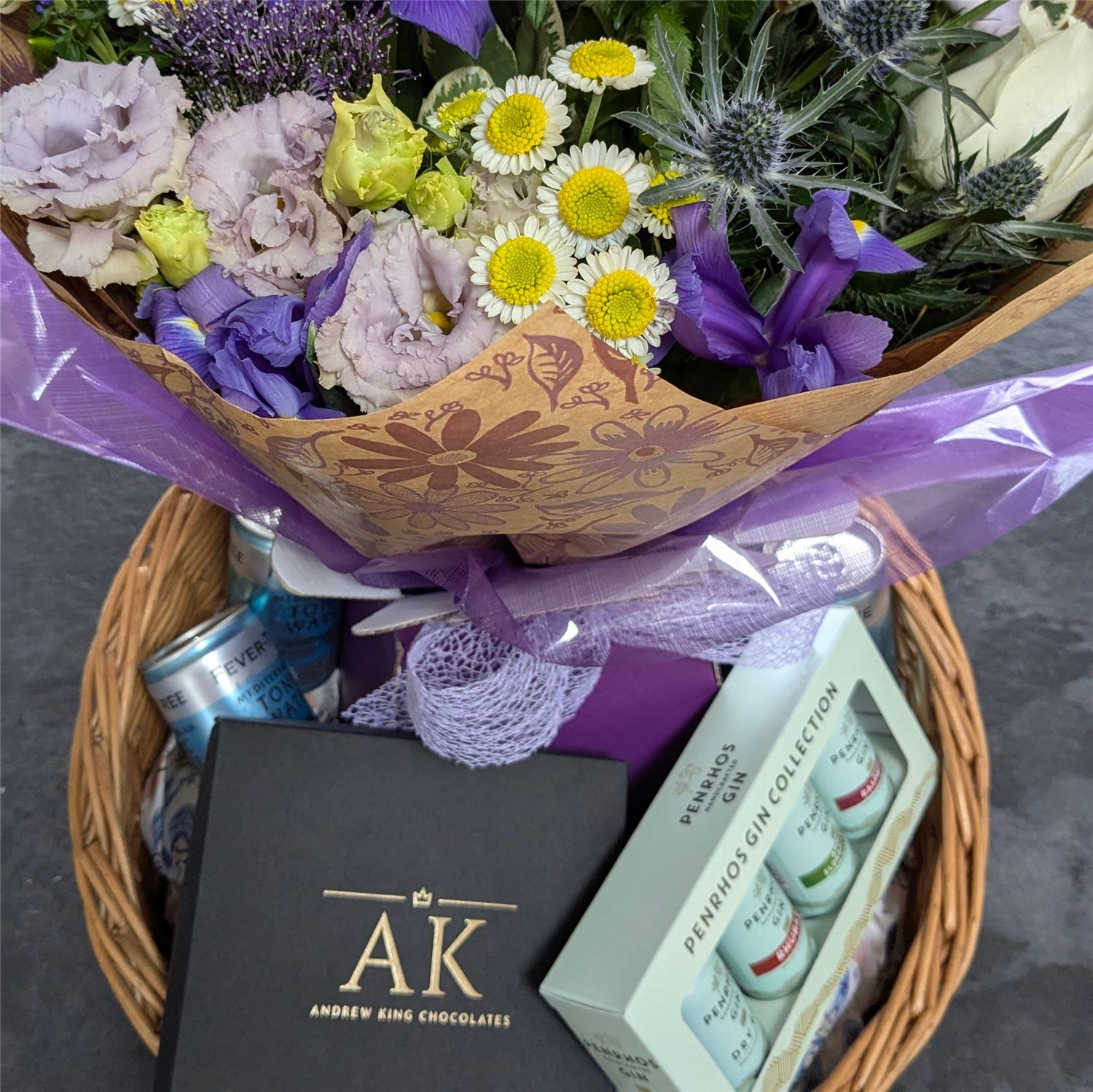 Indulge and celebrate, champagne? gins? bouquet? Aritsan chocolates - of course!